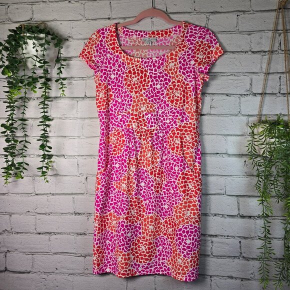 JUDE CONNALLY ABSTRACT RED AND PINK FLORAL DRESS WOMENS SIZE SMALL - Picture 1 of 7